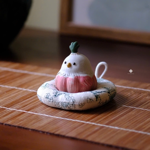 Tượng gốm bé chim củ tỏi (kèm đế)