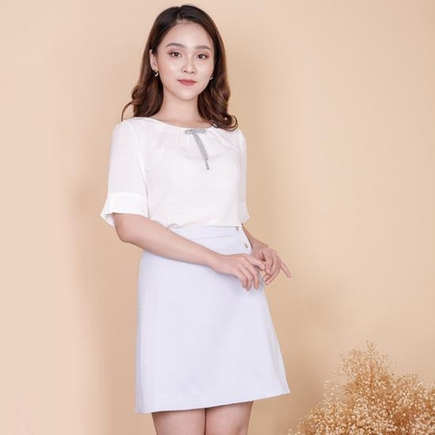Chân váy chữ A Emspo trang trí cúc thời trang J1.2