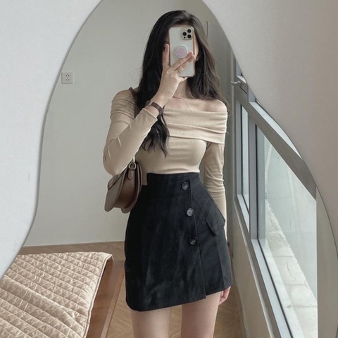 Chân váy ngắn chữ a thu đông