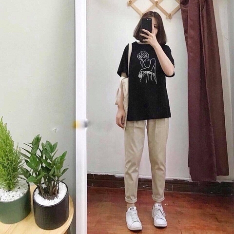 Quần baggy kaki nữ