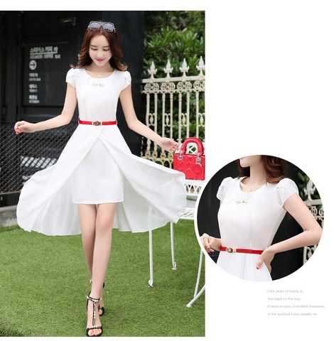 Đầm suông nữ tặng kèm dây beo thắt eo