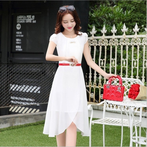 Đầm suông nữ tặng kèm dây beo thắt eo