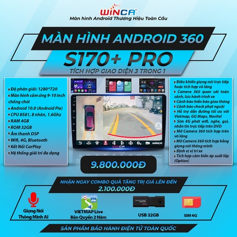 Màn Hình DVD Android Ô Tô Winca S170+ Pro 360