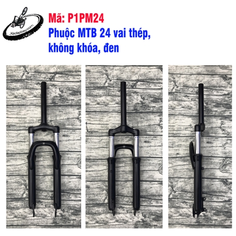 Phuộc MTB xe 24' vai thép, không khóa, màu đen