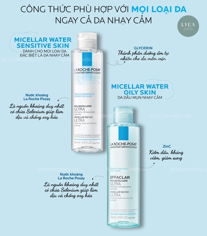 [LA ROCHE-POSAY] Nước tẩy trang Effaclar Micellar Water Oily Skin /  Sensitive Skin