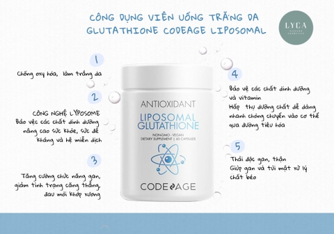 [CODE AGE] Bộ đôi Codeage dưỡng sáng da, chống oxy hóa Liposomal glutathione + Liposomal vitamin C