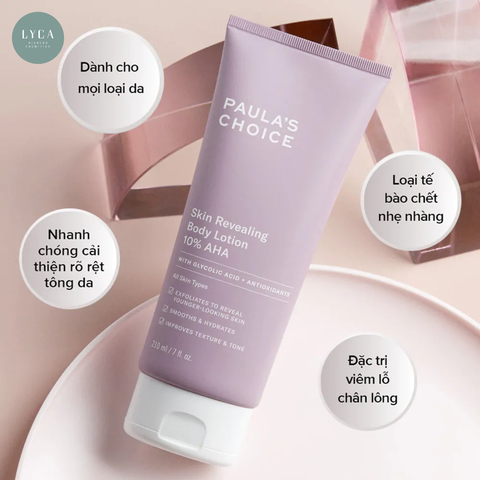 [PAULA'S CHOICE] KEM DƯỠNG THỂ LÀM SÁNG DA SKIN REVEALING BODY LOTION 10% AHA và LOẠI BỎ TẾ BÀO CHẾT TOÀN THÂN WEIGHTLESS BODY TREATMENT 2% BHA