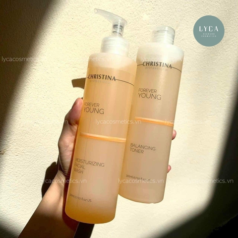 [CHRISTINA] Sửa rửa mặt Christina Moisturizing Facial Wash 300ml & Nước hoa hồng Christina 300ml