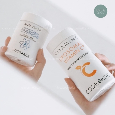 [CODE AGE] Bộ đôi Codeage dưỡng sáng da, chống oxy hóa Liposomal glutathione + Liposomal vitamin C