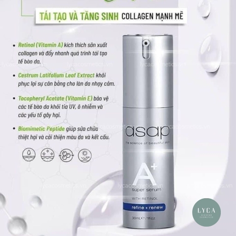 [ASAP] Tinh Chất Ngừa Lão Hóa Asap A+ Super Serum With Retinol 1% - 30ml