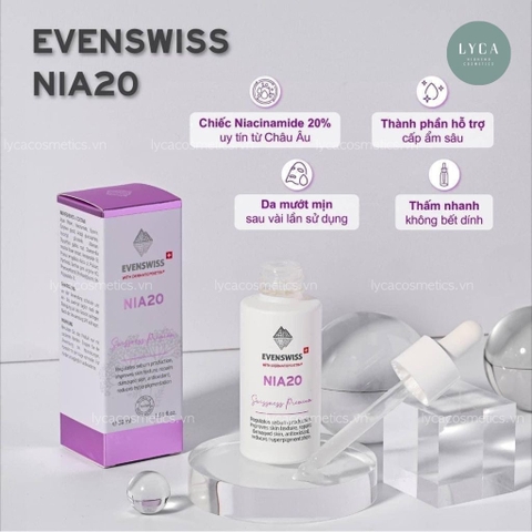 [EVENSWISS] Serum Sáng Da Se Lỗ Chân Lông Nia 20 Evenswiss 30ml