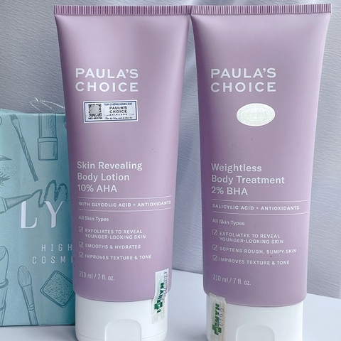 [PAULA'S CHOICE] KEM DƯỠNG THỂ LÀM SÁNG DA SKIN REVEALING BODY LOTION 10% AHA và LOẠI BỎ TẾ BÀO CHẾT TOÀN THÂN WEIGHTLESS BODY TREATMENT 2% BHA