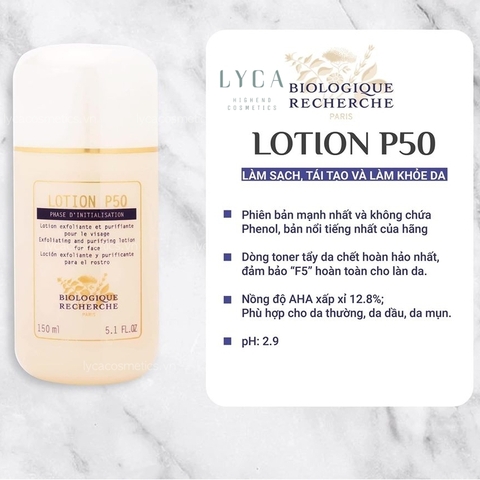 Lotion P50 BIOLOGIQUE RECHERCHE (P50T, P50W, P50V, P50 PIGM 400)