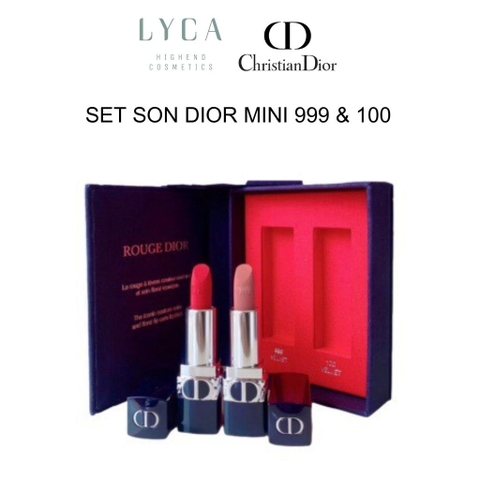 [DIOR] Set Son Dior Rouge Mini Màu 999 Velvet Và 100 Nude Look Matte