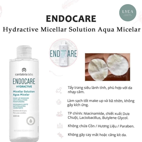 [ENDOCARE] Nước Tẩy Trang Endocare Hydractive Micellar Solution Agua Micelar 400ml