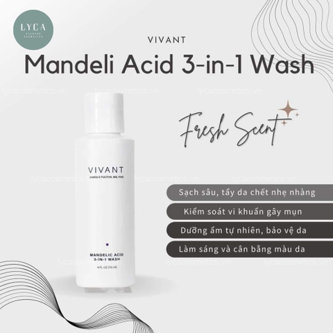 [VIVANT] Sữa Rửa Mặt Làm Sạch Sâu Vivant Skincare Mandelic Acid 3 in 1 Exfoliating Cleanser 115ml