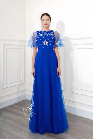 Đầm dạ hội cổ thuyền kết cườm ấn tượng