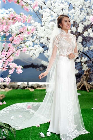 Áo dài cưới cách tân cho cô dâu hiện đại
