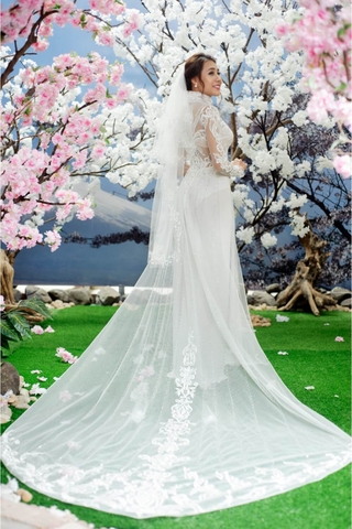 Áo dài cưới cách tân cho cô dâu hiện đại