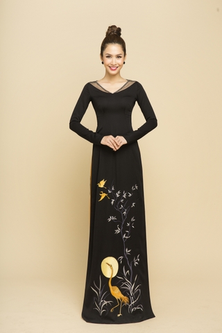 Áo dài làm sui thêu tay sang trọng xanh lá size L