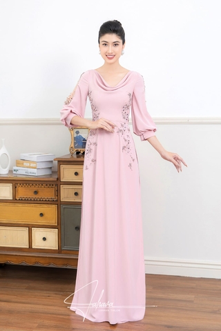 Áo dài cổ đỗ tay lửng cách điệu