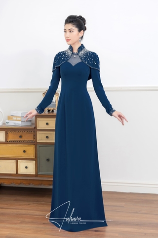 Áo dài dự tiệc áo choàng rời đính kết cao cấp