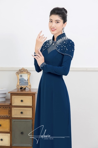 Áo dài dự tiệc áo choàng rời đính kết cao cấp