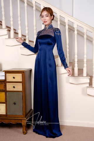 Áo dài dự tiệc đính kết cườm ấn tượng