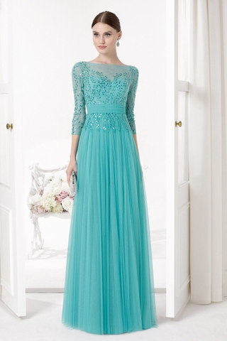 Đầm dạ hội form A cổ thuyền cao cấp