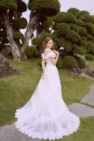 Váy cưới tay ngắn xoè công chúa - S