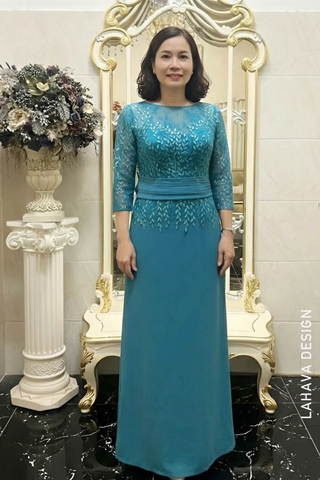 Đầm dạ hội đính kết cao cấp Size L