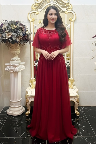 Đầm dạ hội đỏ đô ấn tượng size L