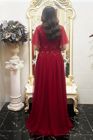 Đầm dạ hội đỏ đô ấn tượng size L