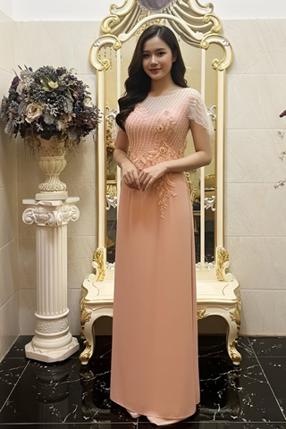 Áo dài đính kết hạt ấn tượng size L
