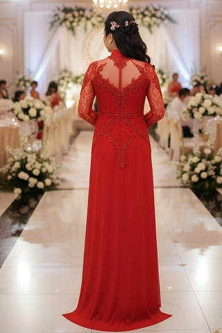 Áo dài đính kết ren cao cấp size XL