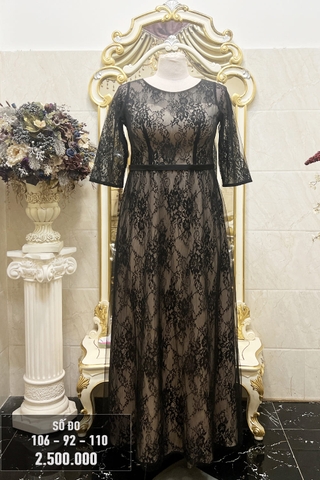 Đầm dạ hội ren thêu tay lửng size L