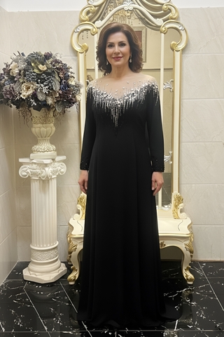 Đầm dạ hội sang trọng màu đen size L