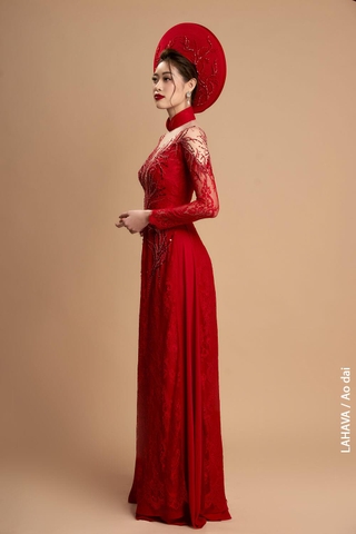 Áo dài cưới phối ren hiện đại