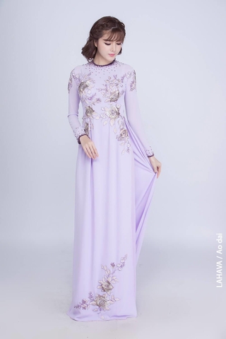 Áo dài tím thiết kế sang trọng