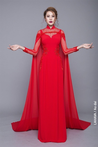 Áo dài cưới phối ren nhẹ nhàng