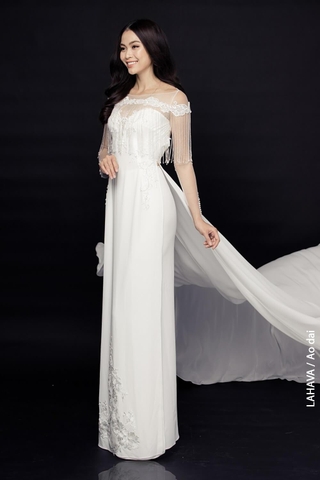 Áo dài cưới hiện đại đính kết nổi bật