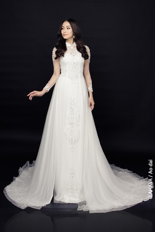 Áo dài cưới cách tân tà xoè lộng lẫy