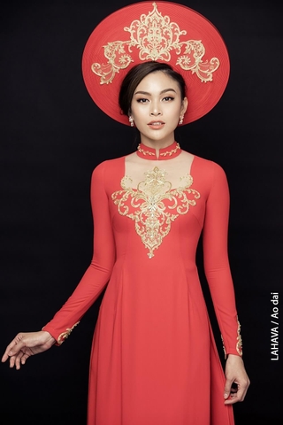 Áo dài cưới đỏ phối ren đồng hiện đại