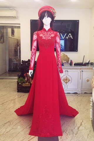 Áo dài cưới phối ren hiện đại