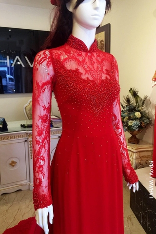 Áo dài cưới phối ren hiện đại