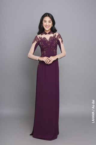 Áo dài đi tiệc phối ren hiện đại