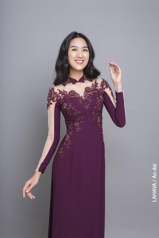 Áo dài đi tiệc phối ren hiện đại