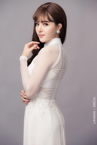 Áo dài cưới ren thêu duyên dáng