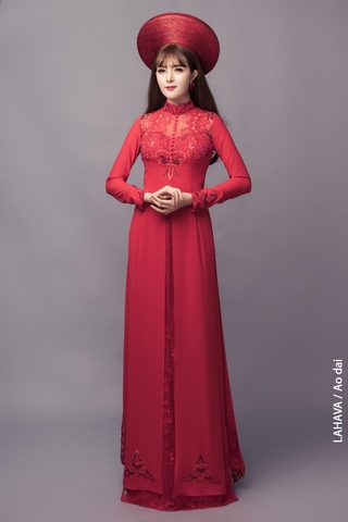 Áo dài cưới đỏ thiết kế trẻ trung