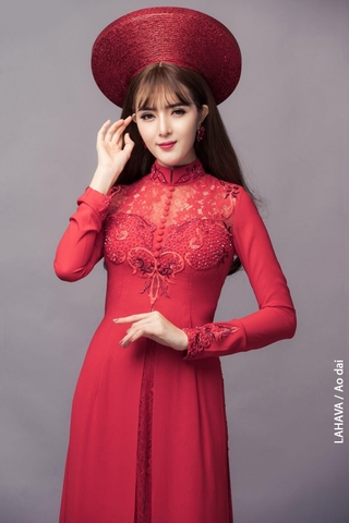 Áo dài cưới đỏ thiết kế trẻ trung